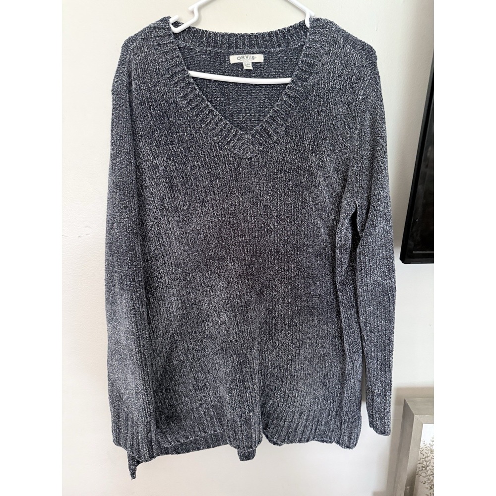 Orvis Soft‎ Chenille Feel Sweater Blue Women's Size XL Long Sleeve V-Neck
